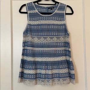 Chambray and lace top